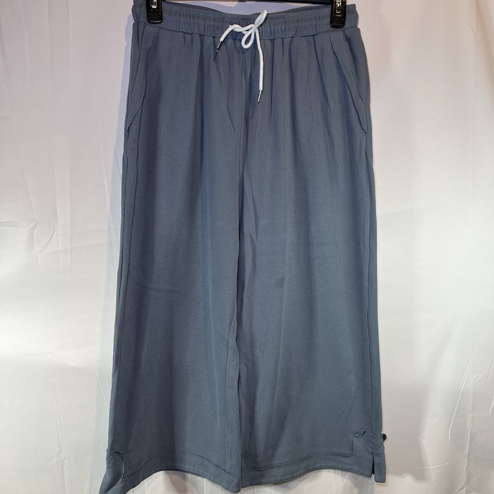 Women's Size XL Gray Wide Leg Lounge Pants‎ Soft Draw String Jogging Pants Tie